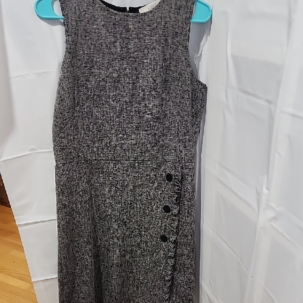 LOFT Gray Black Sheath Midi Dress